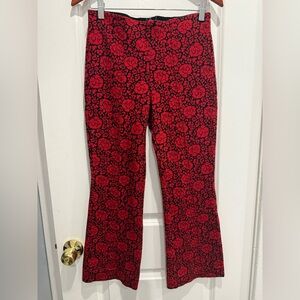 Anthropologie Maeve Red and Black Patterned Skirt